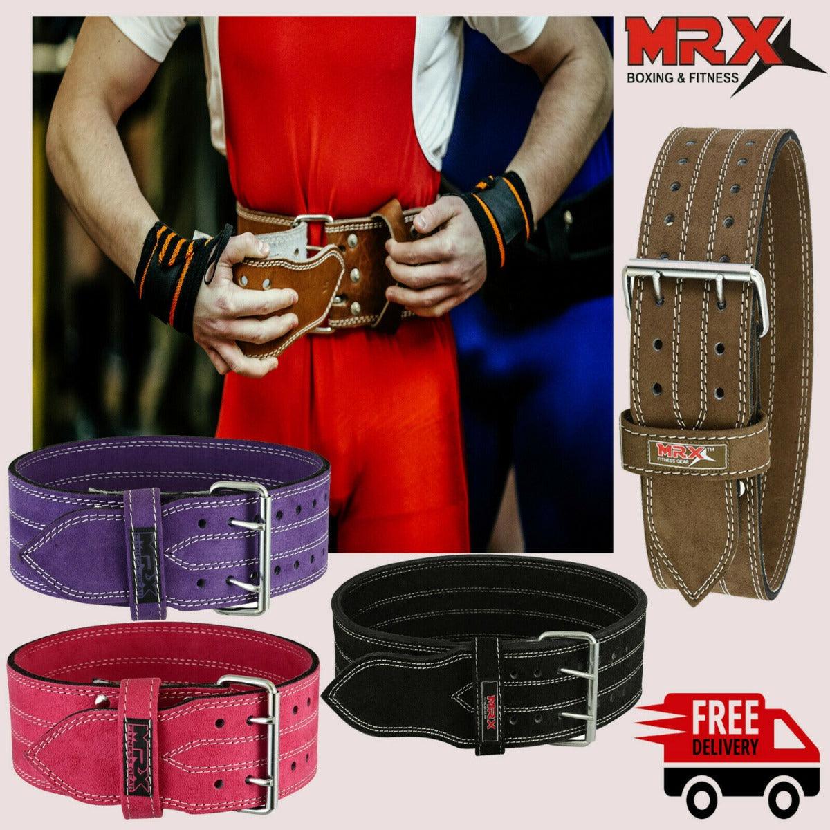 MRX Powerlifting Belts Gym Workout Leather Belt 4" Wide Unisex 10mm